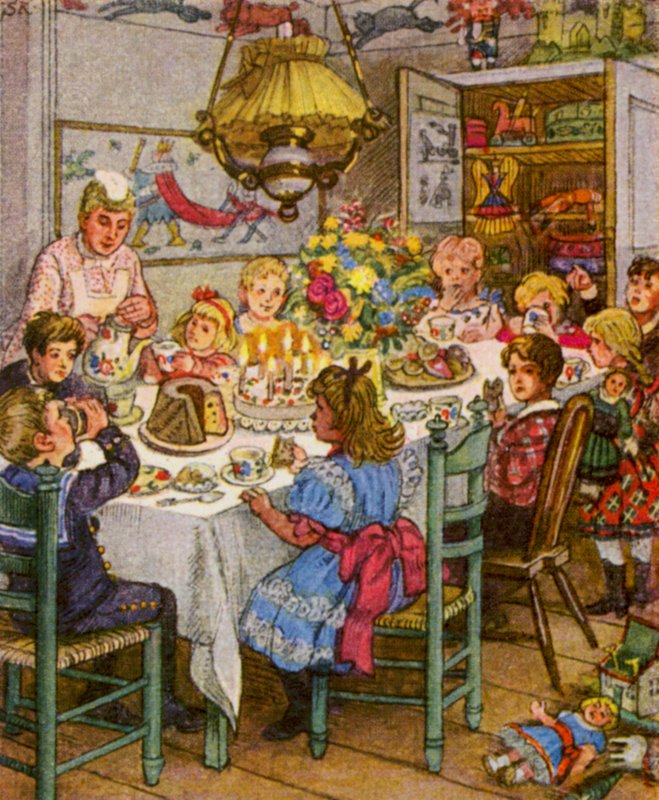 子供の誕生日（カラーリトグラフ） 作： ドイツ語学校