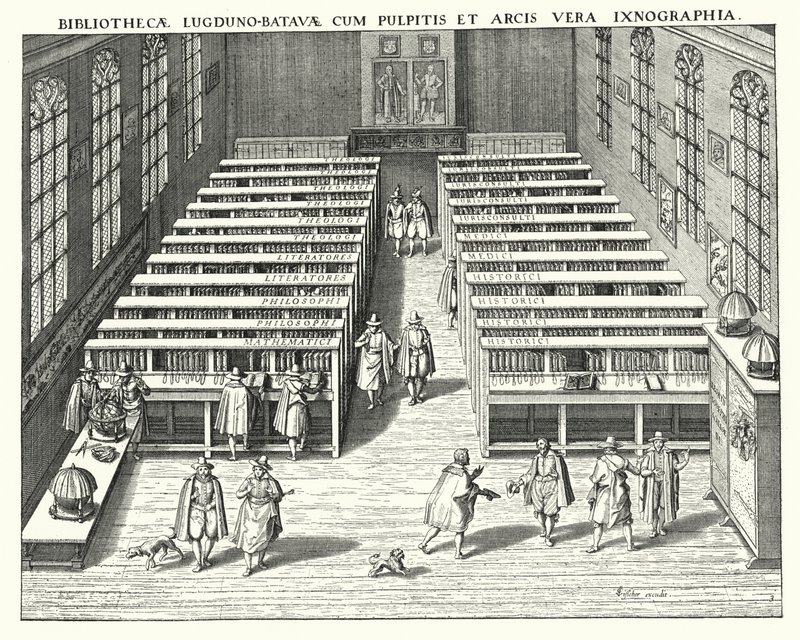 ライデン大学の図書館（彫刻 作： ドイツ語学校