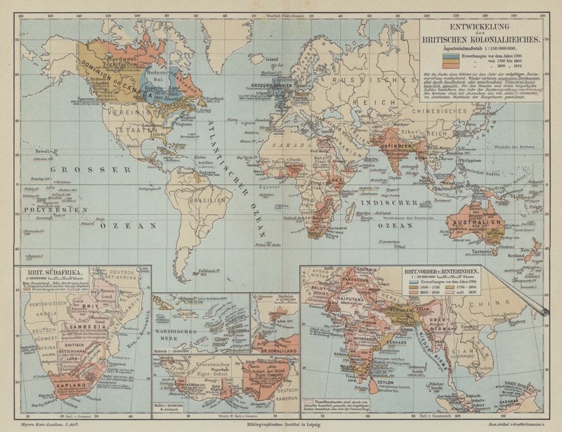 大英帝国の拡大を示す地図 作： ドイツ語学校