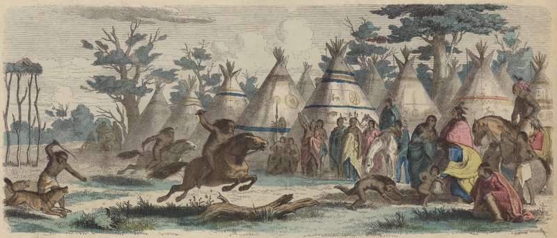 ネイティブアメリカンのレース（彩色済みの彫刻 作： ドイツ語学校