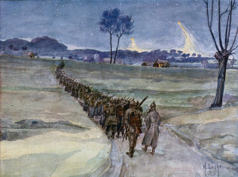 Ypres、塹壕に到着した交換品 作： ドイツ語学校