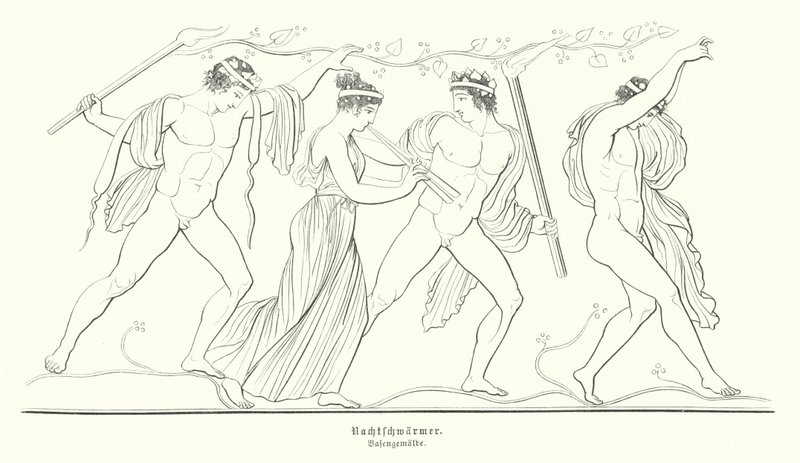 古代ギリシャの夜の歓楽者たち(エングレービング) 作： ドイツ語学校