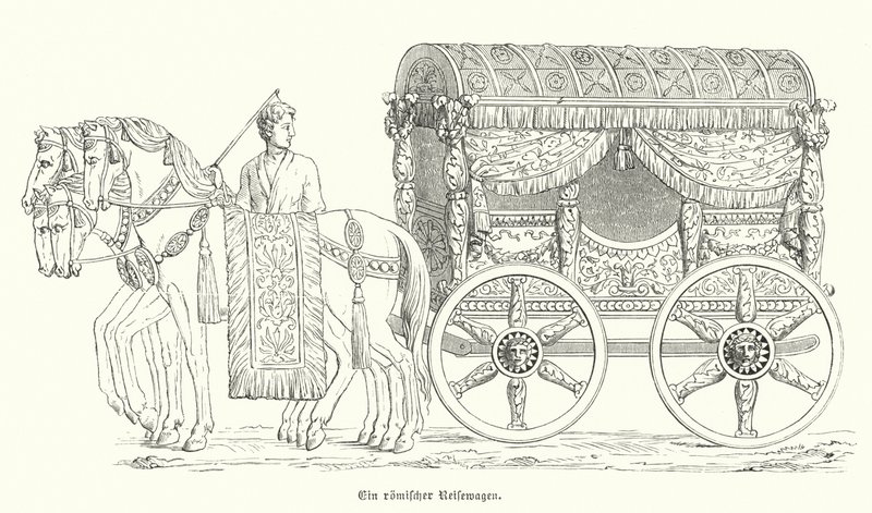 ローマ時代の馬車（彫刻 作： ドイツ語学校