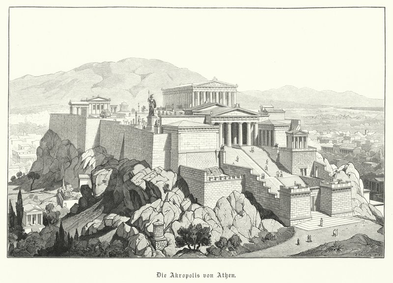 古代ギリシャ、アテネのアクロポリス（彫刻 作： ドイツ語学校