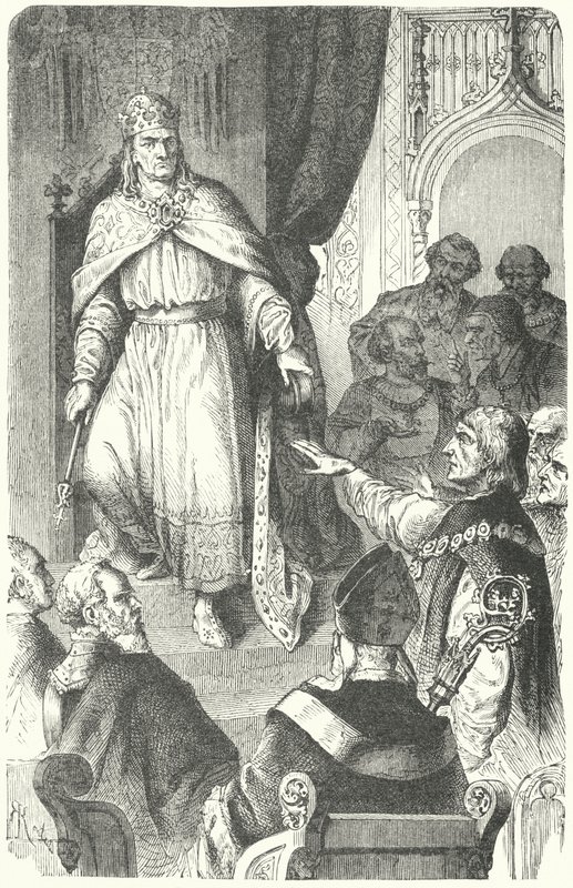 1356年にゴールデンブルを発行する神聖ローマ帝国皇帝チャールズ4世（エングレービング 作： ドイツ語学校