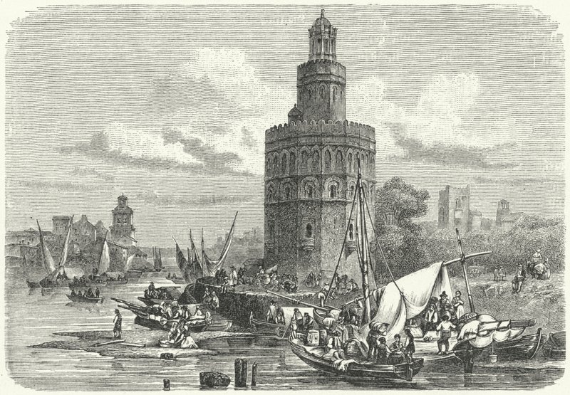 スペイン・セビーリャ「Torre del Oro」(彫刻) 作： ドイツ語学校