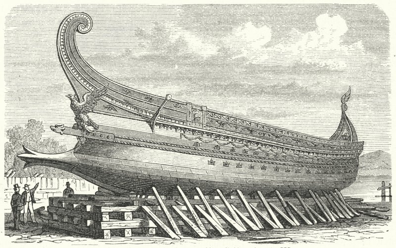 フランスのナポレオン3世が古代ローマのトリュームをベースに設計した軍艦（彫刻作品 作： ドイツ語学校