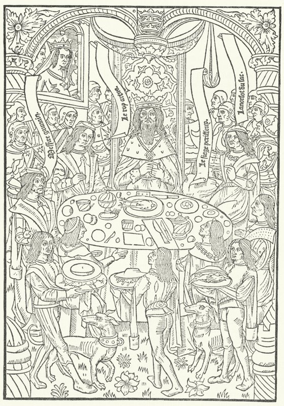 1488年にJean le Bourgeoisがルーアンで印刷したLancelot du Lacの初版の木版画（エングレーヴィング 作： ドイツ語学校