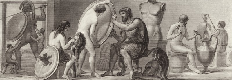 古代ギリシャの仕事と職業ビルダーアトラスのイラスト（彫刻 作： ドイツ語学校