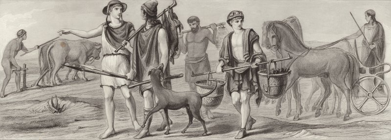 古代ギリシャの仕事と職業ビルダーアトラスのイラスト（彫刻 作： ドイツ語学校