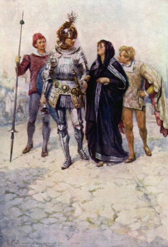 Prinssi Arthur johdattaa Belgen ja hänen poikansa linnaan (värilitho) 作： ガートルード・E・デメイン（後）ハモンド