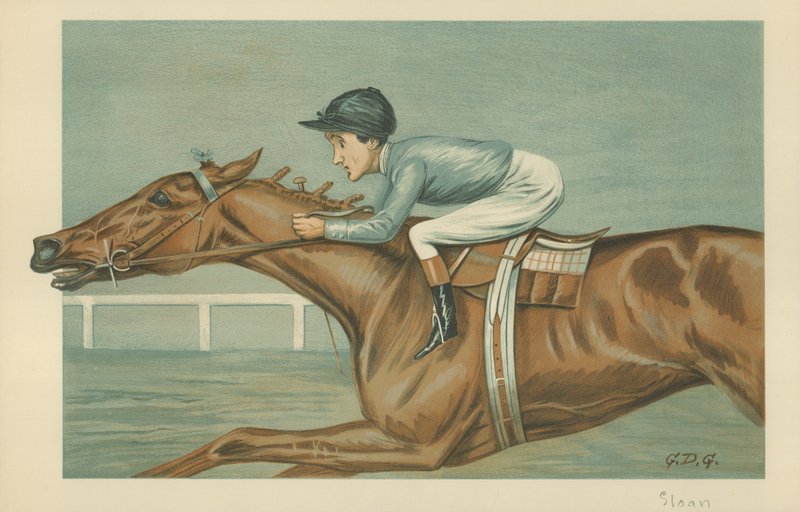 トッドスローン、アメリカの騎手、1899年5月25日、バニティフェア漫画 作： ゴッドフリー・ダグラス・ジャイルズ