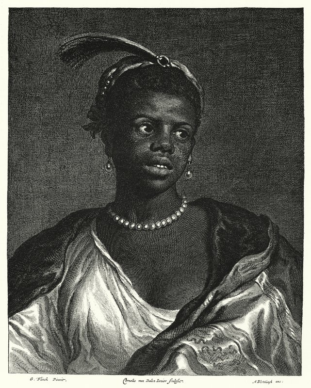 黒人女性の肖像（エングレービング 作： Govaert（後）Flinck