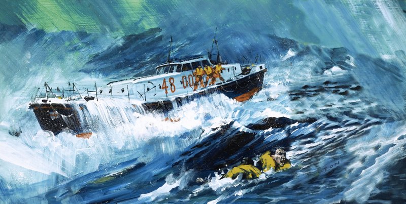 海で人を救助する救命艇 作： グラハム・コトン