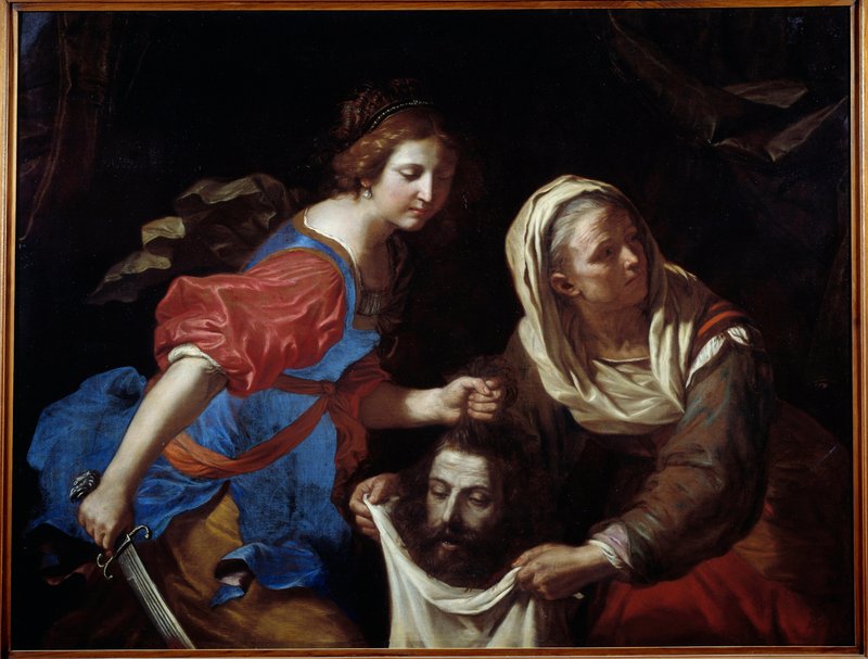 19世紀アンティーク多色石版画 聖書女性像 ユディト デボラ 2枚セット 額装向 Guercino_(1591_1666)_-