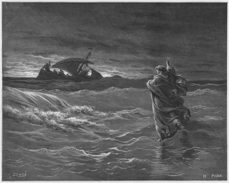 ギュスターヴドレ聖書：海の上を歩くイエス 作： ギュスターヴ・ドレ