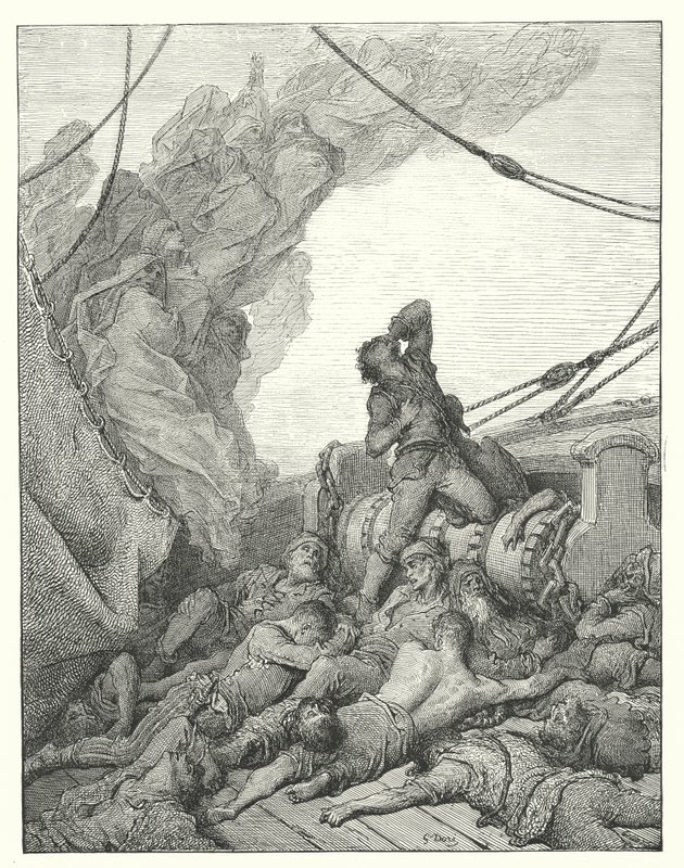 ギュスターヴ・ドーアが描いたコールリッジの『古代海人船乗り物語』の挿絵（エングレーヴィング） 作： ギュスターヴ・ドレ