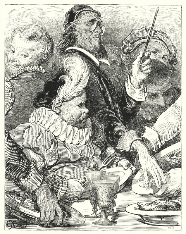 Gustave Dores Don Quixote: "Absit!" cried the doctor" (engraving) 作： ギュスターヴ・ドレ