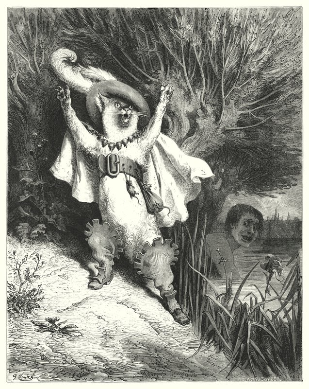 Le Maitre Chat or le Chat Botte; Puss In Boots (e.g. engraving) 作： ギュスターヴ・ドレ