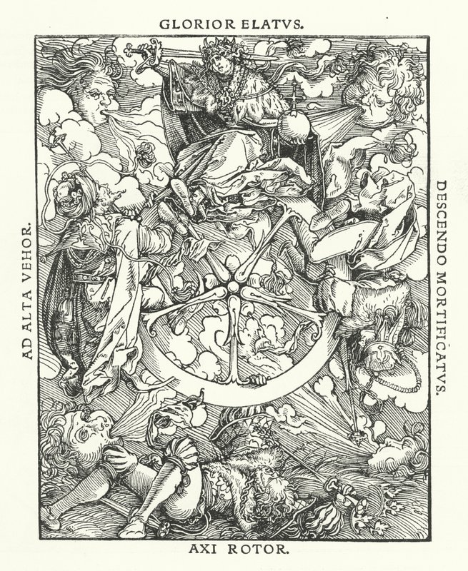 ペトラルカの『De Remediis Utriusque Fortunae』からの木版画（彫刻 作： ハンス（後）ブルクマイア
