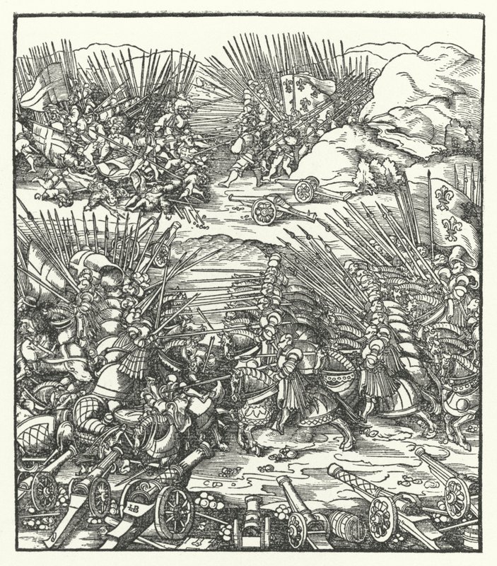 1509年のカンブレ同盟戦争中のフランス軍とベネチア軍の戦い 作： ブルククマール後のハンス