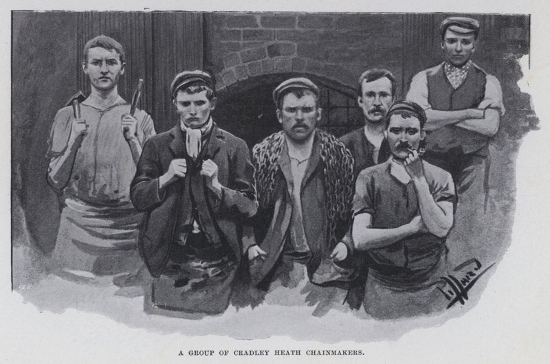 Cradley Heath Chainmakersのグループ（モノクロ写真）。 作： ハロルド・ヒューム・ピファード