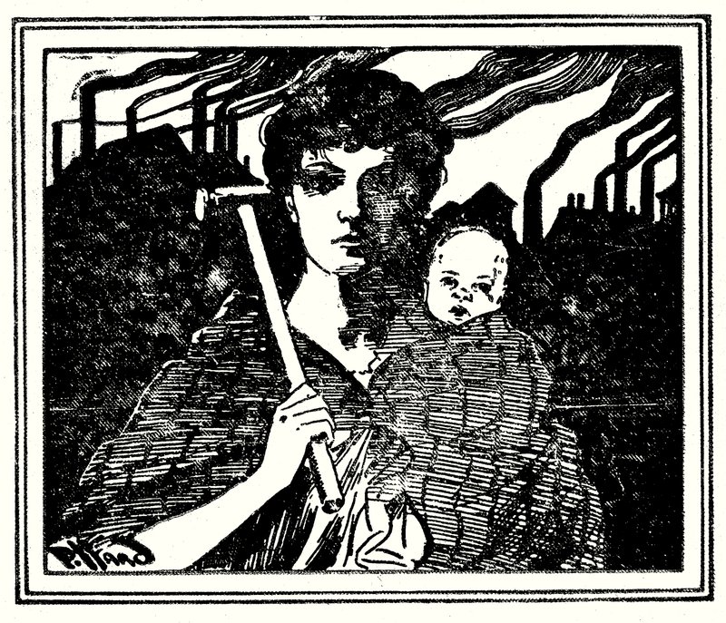 The White Slaves of England』の表紙イラスト（モノクロ写真 作： ハロルド・ヒューム・ピファード