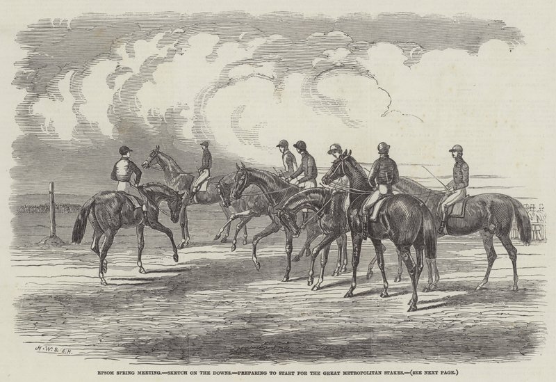 Epsom Spring Meeting、Sketch on the Downs、Great Metropolitan Stakesの開始準備 作： ハリソンウィリアムウィアー