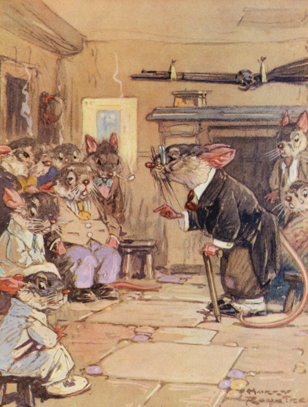 イソップ寓話集ネズミの会議（カラーリトグラフ） 作： ハリー (1878 1950) ラウンツリー