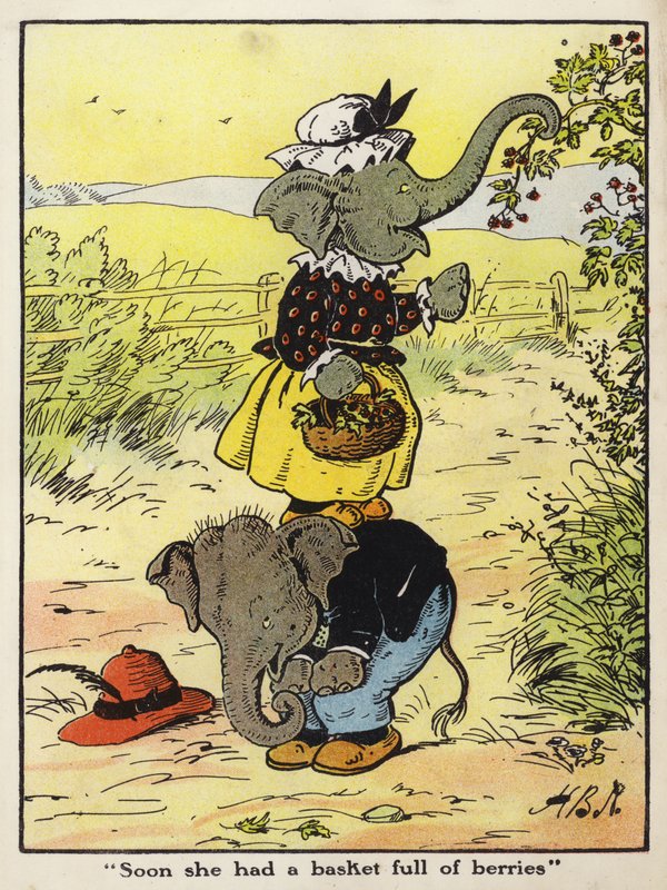 "Soon she had a basket full of berries" (カラーリトグラフ) 作： ハリー・B・ニールソン