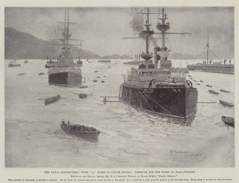 海軍の操縦、スウィリー湖の艦隊、ボート引きの艦隊の練習 作： ヘンリー・チャールズ・セッピングス・ライト