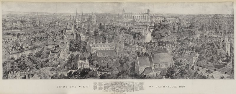 ケンブリッジの鳥瞰図、1894 作： ヘンリーウィリアムブリューワー