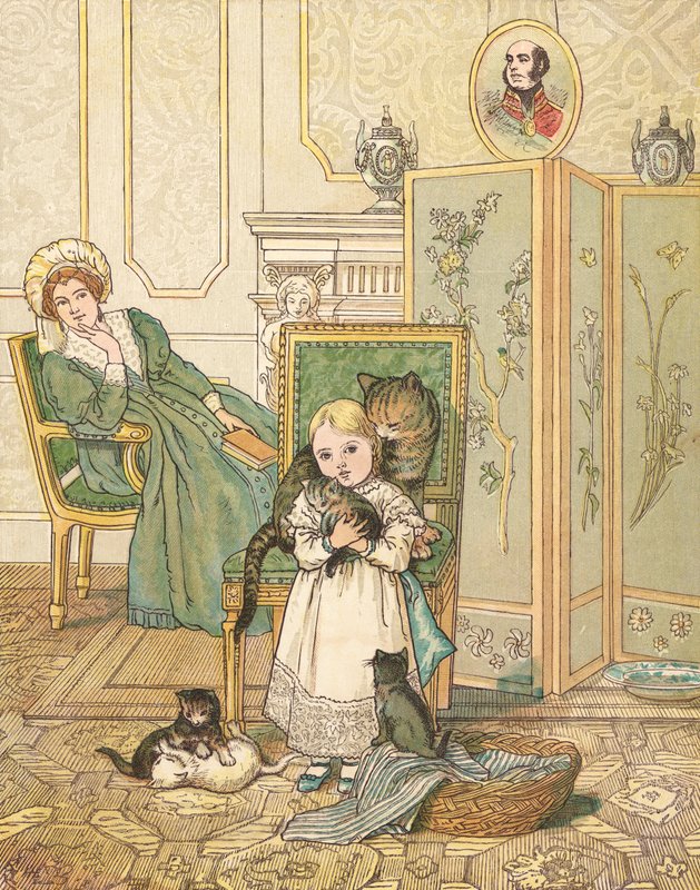 プリンセスと子猫たち」（カラーリトグラフ 作： ヘンリー・ヘザリントン・エマーソン