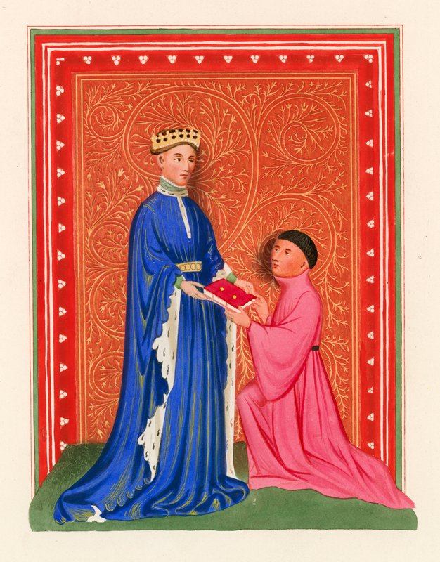 オクレブがヘンリー5世に本を贈る、c 1410 作： ヘンリー・ショー