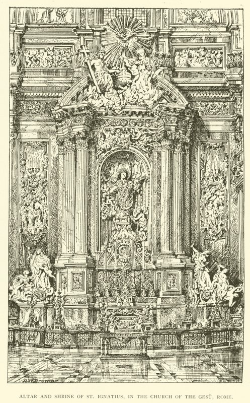 ローマのゲス教会にある聖イグナチオの祭壇と祠（エングレーヴィング 作： ヘンリーウィリアムブリューワー