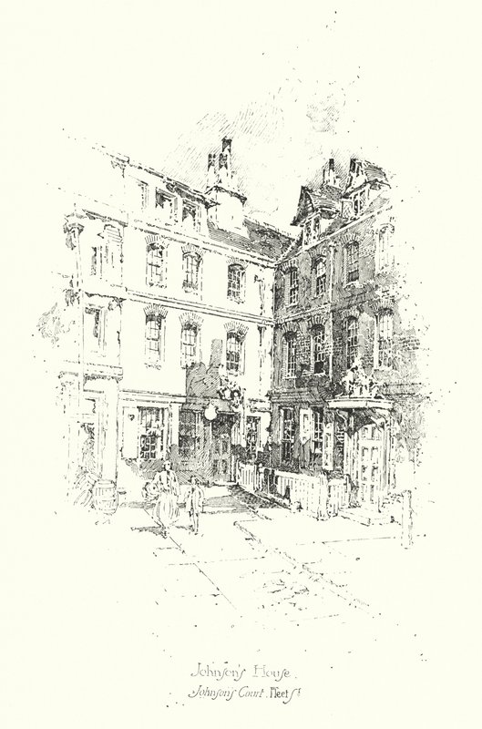 Dr.Johnsons House, Johnsons Court, Fleet Street, London (litho) 作： ハーバート（後）レイルトン