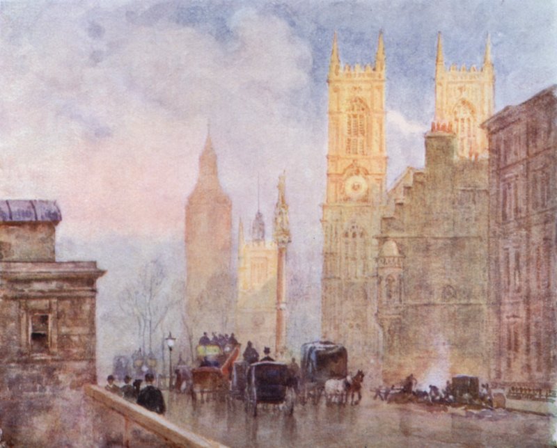 The End of Victoria Street, Westminster (カラーリトグラフ) 作： ハーバートメンジーズ（後）マーシャル