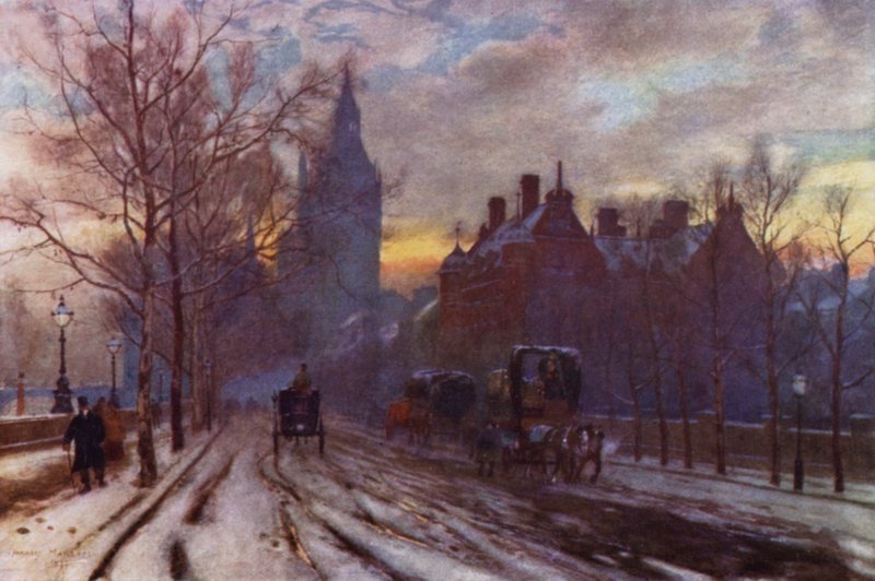 The Westminster Embankment（カラーリトグラフ 作： ハーバートメンジーズ（後）マーシャル