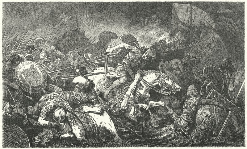 マラソンの戦い後のペルシア人の飛行、紀元前490年 作： ハーマン・フォーゲル