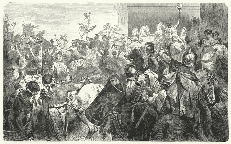 紀元前146年の第三次ポエニ戦争におけるカルタゴの破壊後のスキピオエミリアヌスの勝利 作： ハーマン・フォーゲル