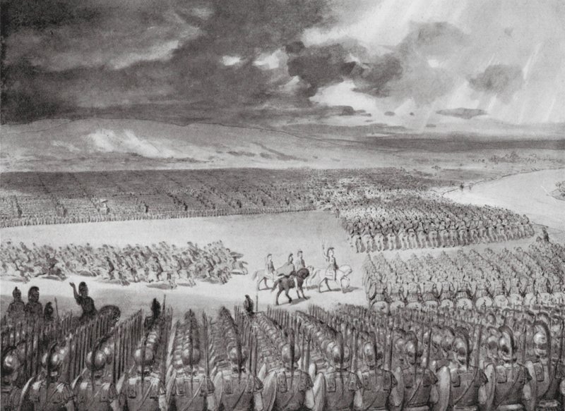 アレクサンダーの攻撃を待つポルス（紀元前326年7月）（リトグラフ 作： ホレス・ファン・ルイス
