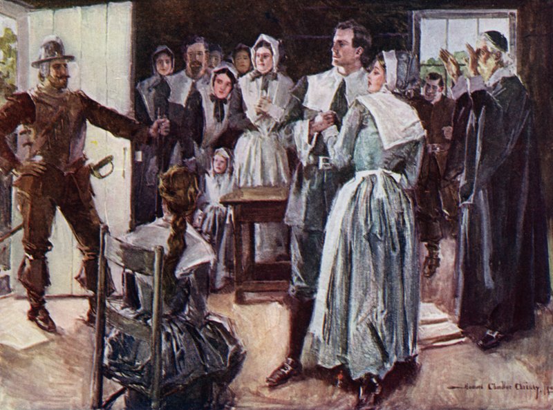 Henry Wadsworth LongfellowによるThe Courtship of Miles Standishのイラスト（カラーリソ） 作： ハワード・チャンドラー（後）クリスティ