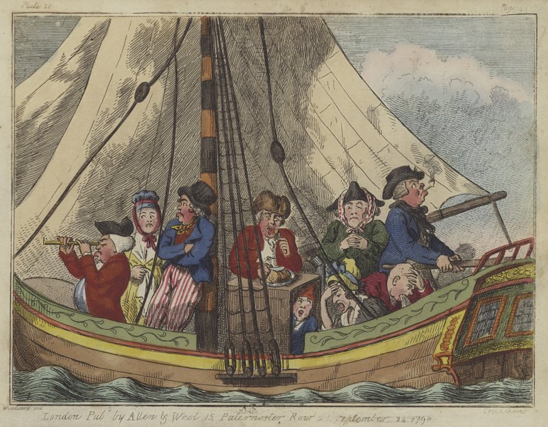 海の航海、1796年（カラーエッチング） 作： アイザックロバートクルックシャンク