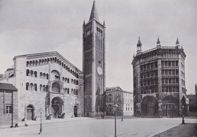 イタリア。パルマ、大聖堂と洗礼堂（モノクロ写真 作： イタリアの写真家