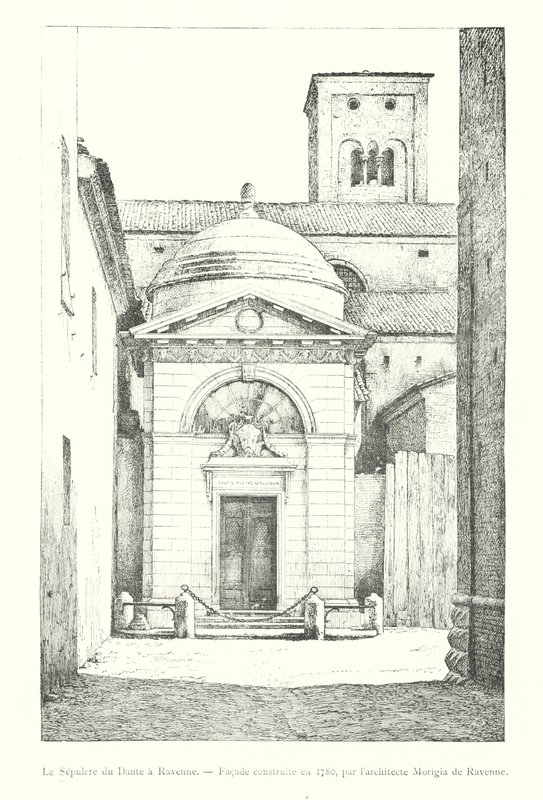 ラヴェンナのダンテの墓、1780年に建てられたファサード、ラヴェンナの建築家モリジアによるもの（彫刻 作： イタリア語学校