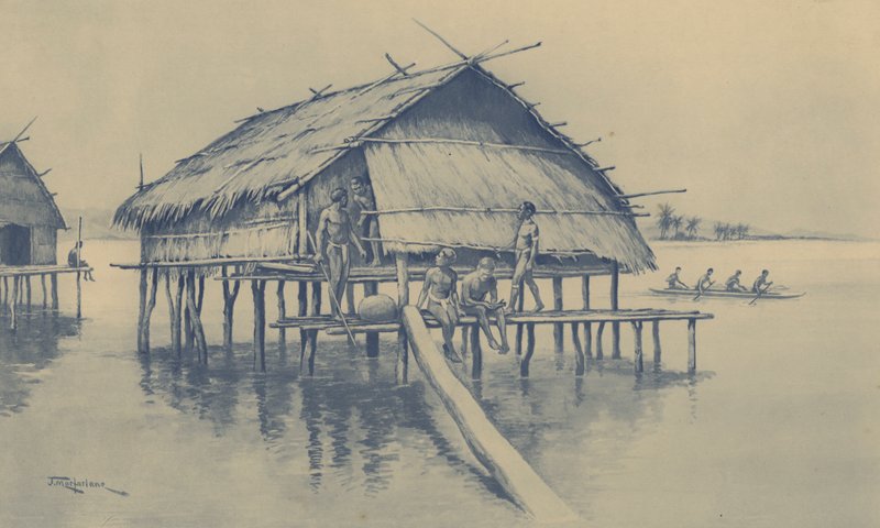 ニューギニアの海の村 (litho) 作： J.マクファーレン