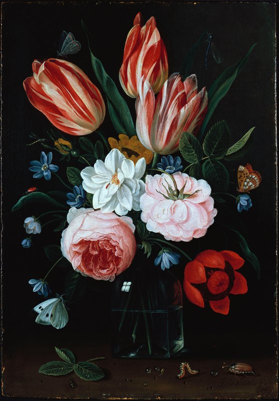 油絵 生花花瓶 モノクロ油絵 林勇二作 Jan_van_Kessel_-