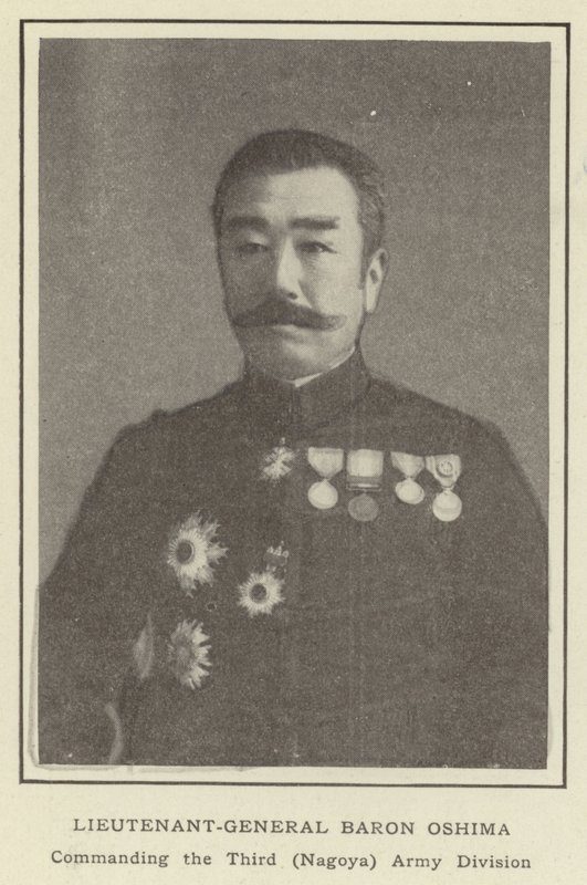 大島男爵中尉、第3（名古屋）陸軍師団を指揮 作： 日本の写真家
