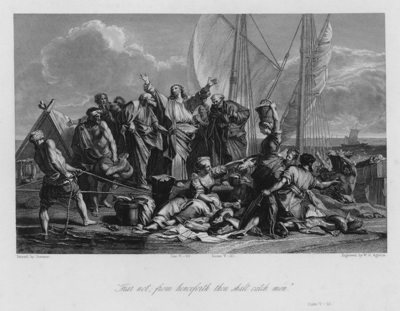奇跡的な魚の収穫、ルカ5章 作： Jean Baptiste（後）Jouvenet