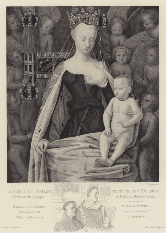 天使に囲まれた処女と子供、c1450 作： ジャン・フーケ